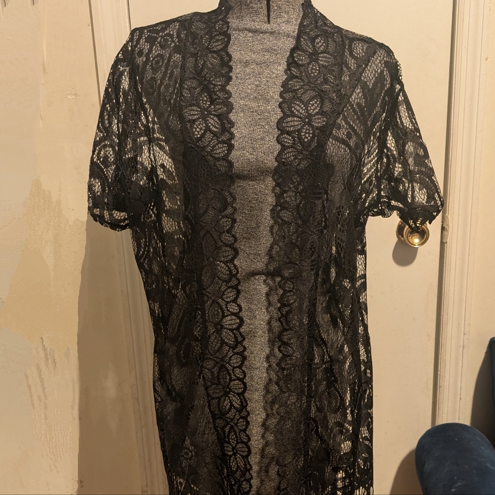 Black Lace Fringe Kimono